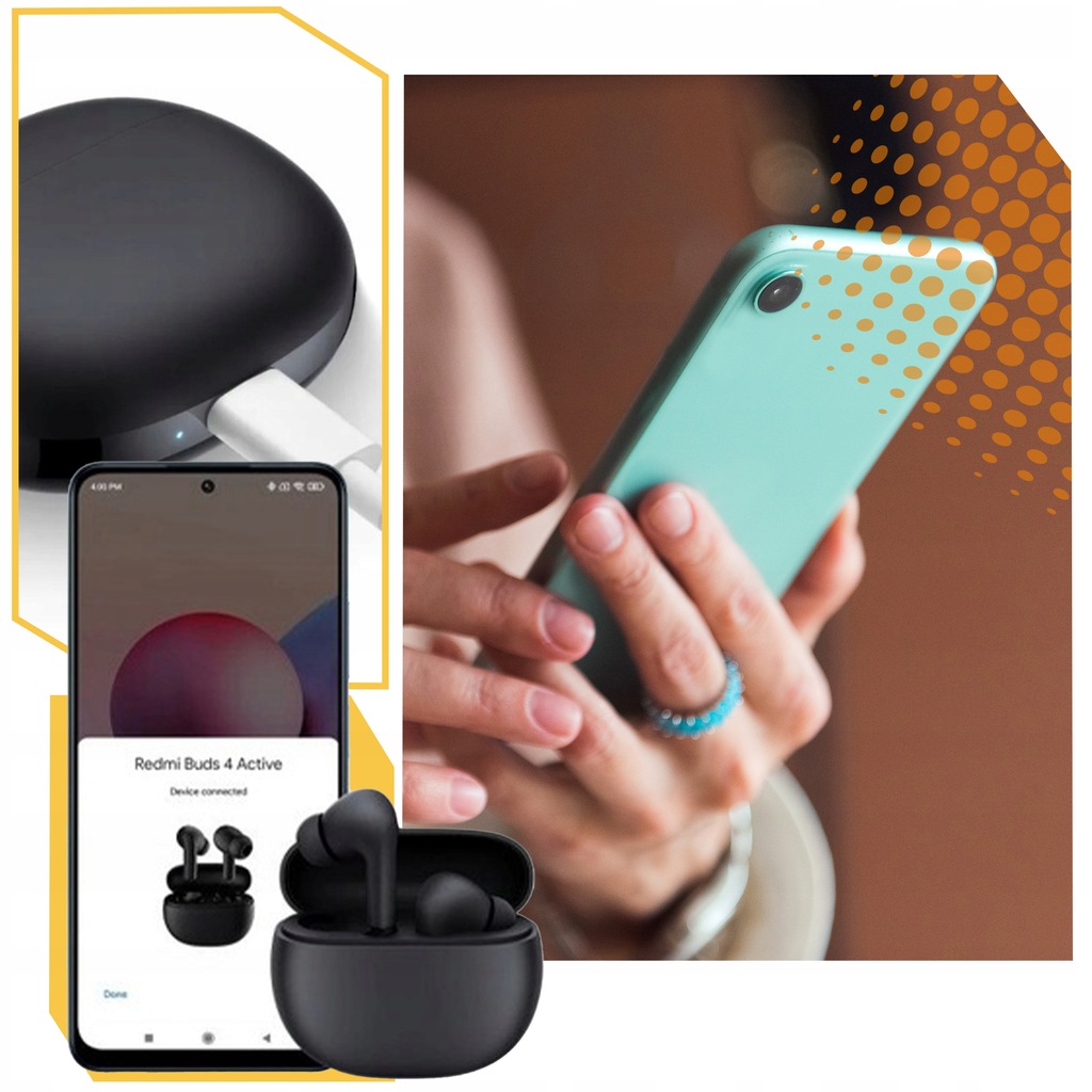 SŁUCHAWKI BEZPRZEWODOWE Xiaomi Redmi Buds 4 Active douszne FAST PAIR Kolor dominujący czarny